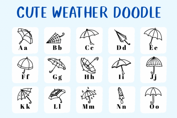 Cute Weather Doodle Font PNG with transparent background - Preview 1