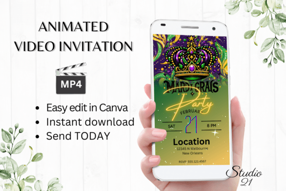 Digital Mardi Gras Party Invitation