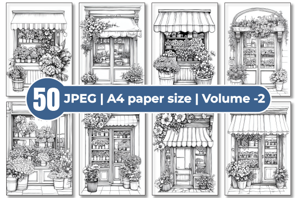 Flower Storefront Coloring Pages Graphic by Sumon Chandra · Creative ...