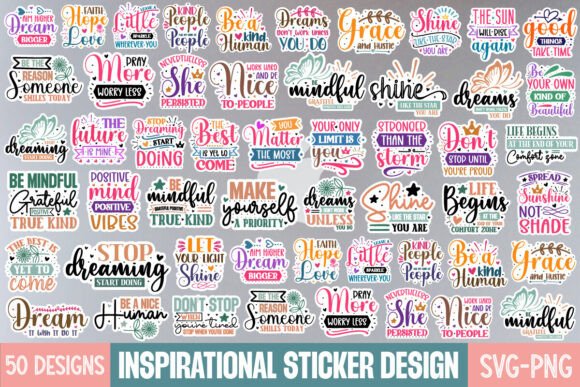 Inspirational Quotes Sticker Svg Bundle,