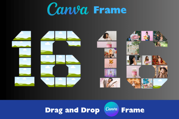 Number 16 Canva Frame Birthday