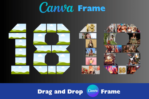 Number 18 Canva Frame Birthday
