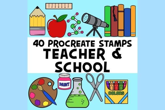 Teacher School Clipart Procreate Stamp