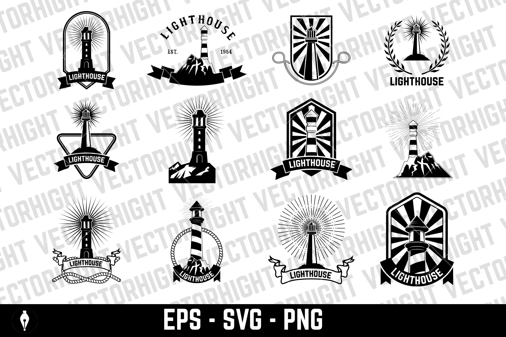 Set of Lighthouses Labels and Icons. Graphic by ivankotliar256 ...