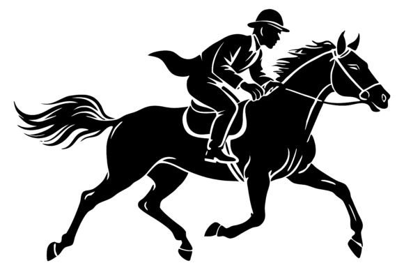 A Racehorse Black Silhouette Vector Graphic Illustrations By shopone designer