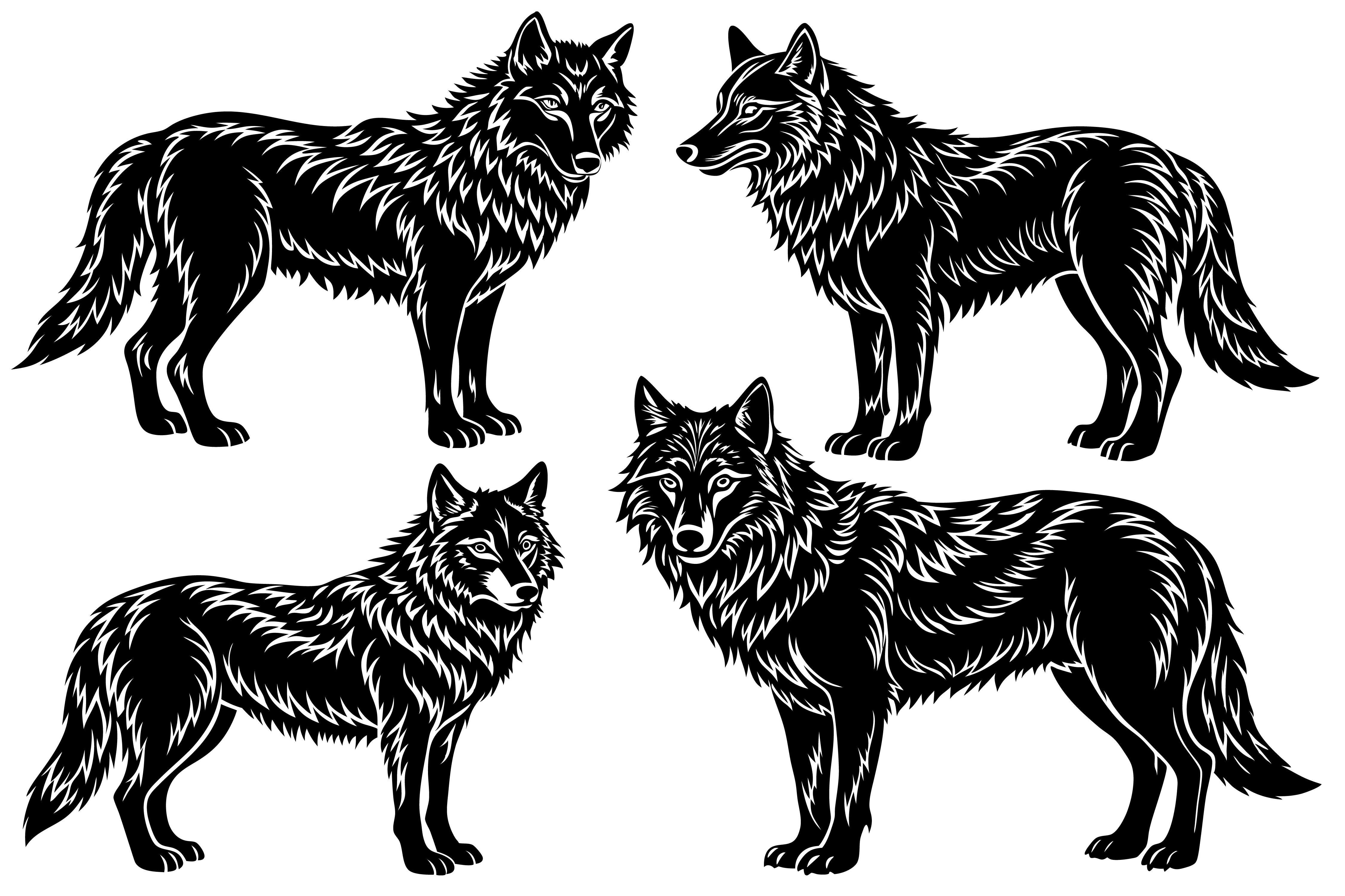 A Realistic Wolf Silhouette Bundle