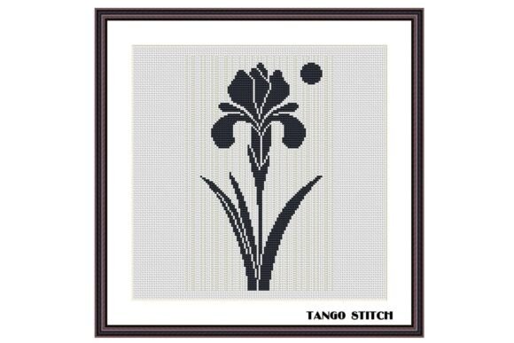 Black Iris Flower Cross Stitch Pattern