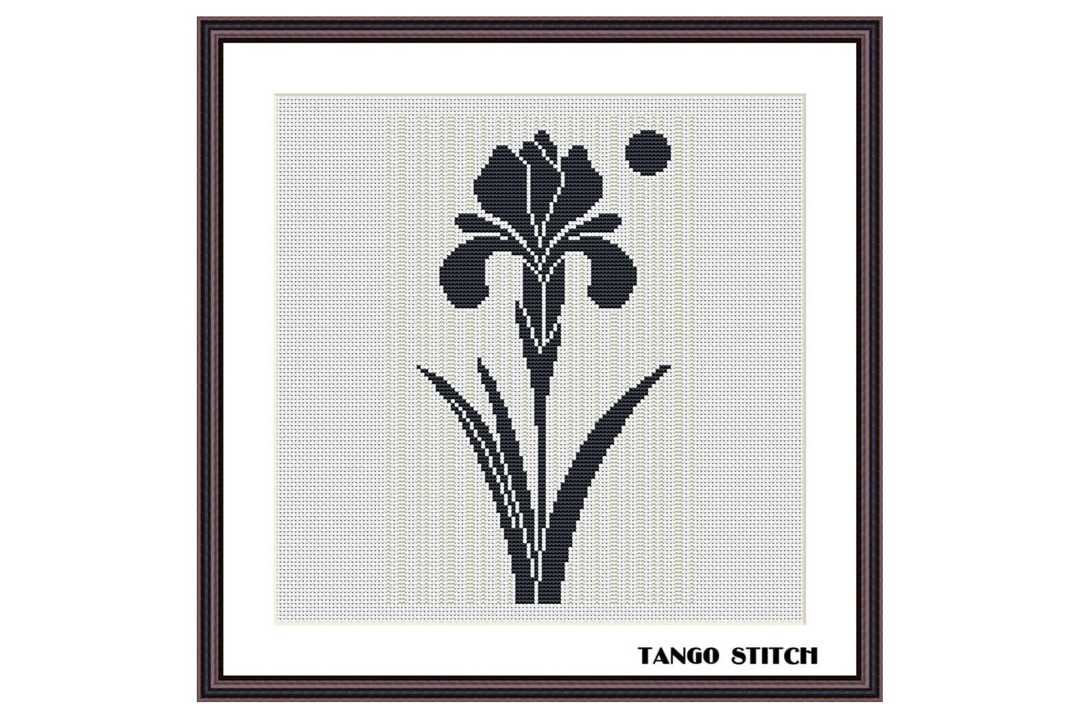 Black Iris Flower Cross Stitch Pattern