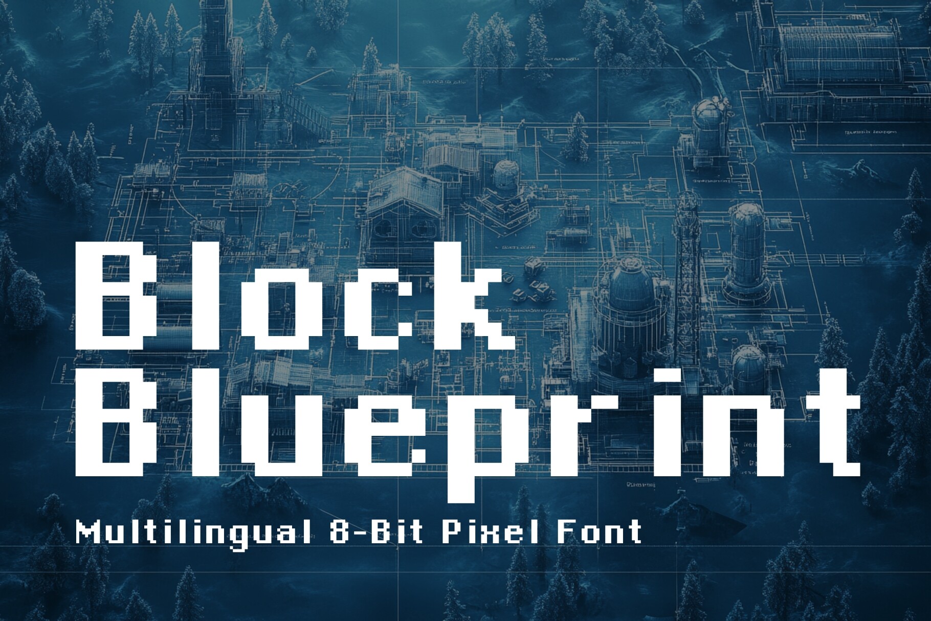 Block Blueprint preview, clean legible professional pixel font