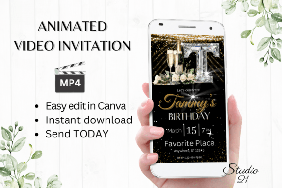 Elegant Monogram Birthday Invitation