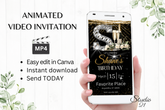 Elegant Monogram Birthday Invitation