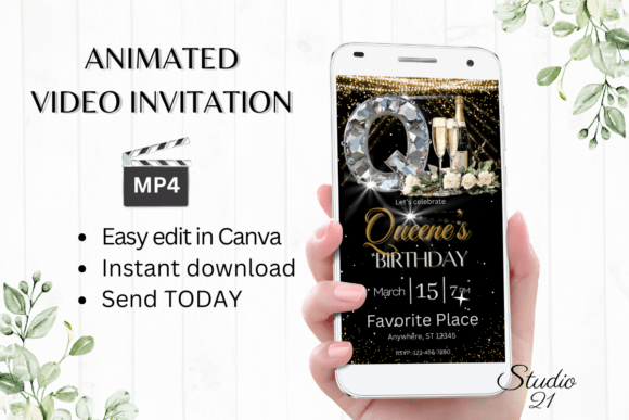 Elegant Monogram Birthday Invitation