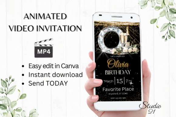 Elegant Monogram Birthday Invitation
