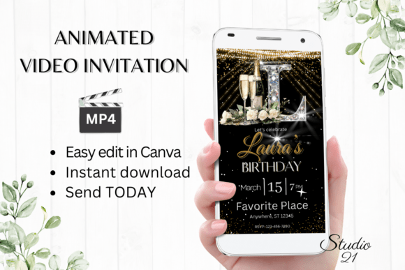 Elegant Monogram Birthday Invitation