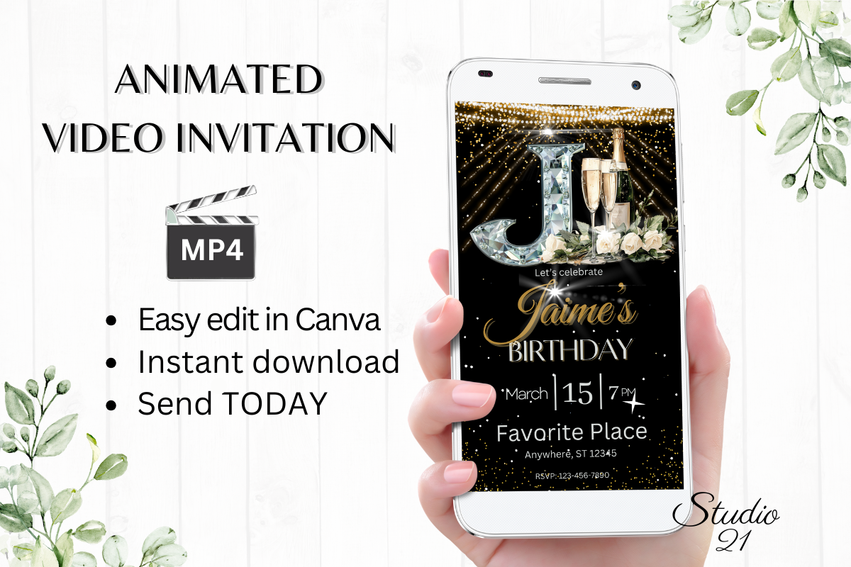 Elegant Monogram Birthday Invitation
