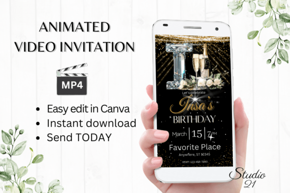 Elegant Monogram Birthday Invitation
