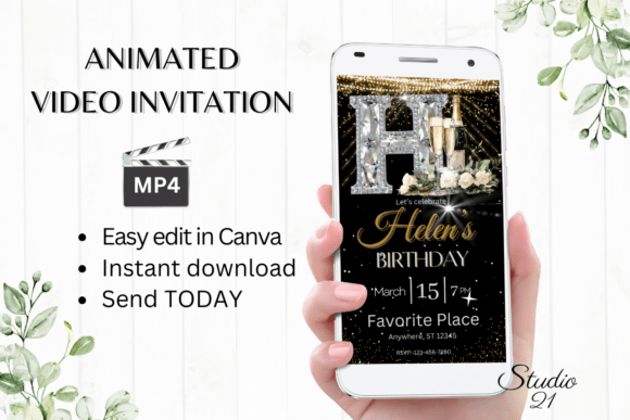 Elegant Monogram Birthday Invitation