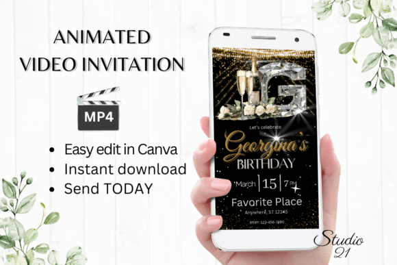 Elegant Monogram Birthday Invitation