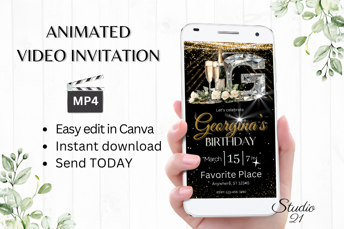 Elegant Monogram Birthday Invitation