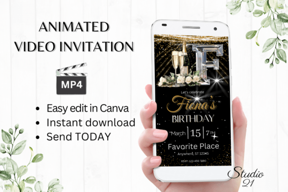 Elegant Monogram Birthday Invitation