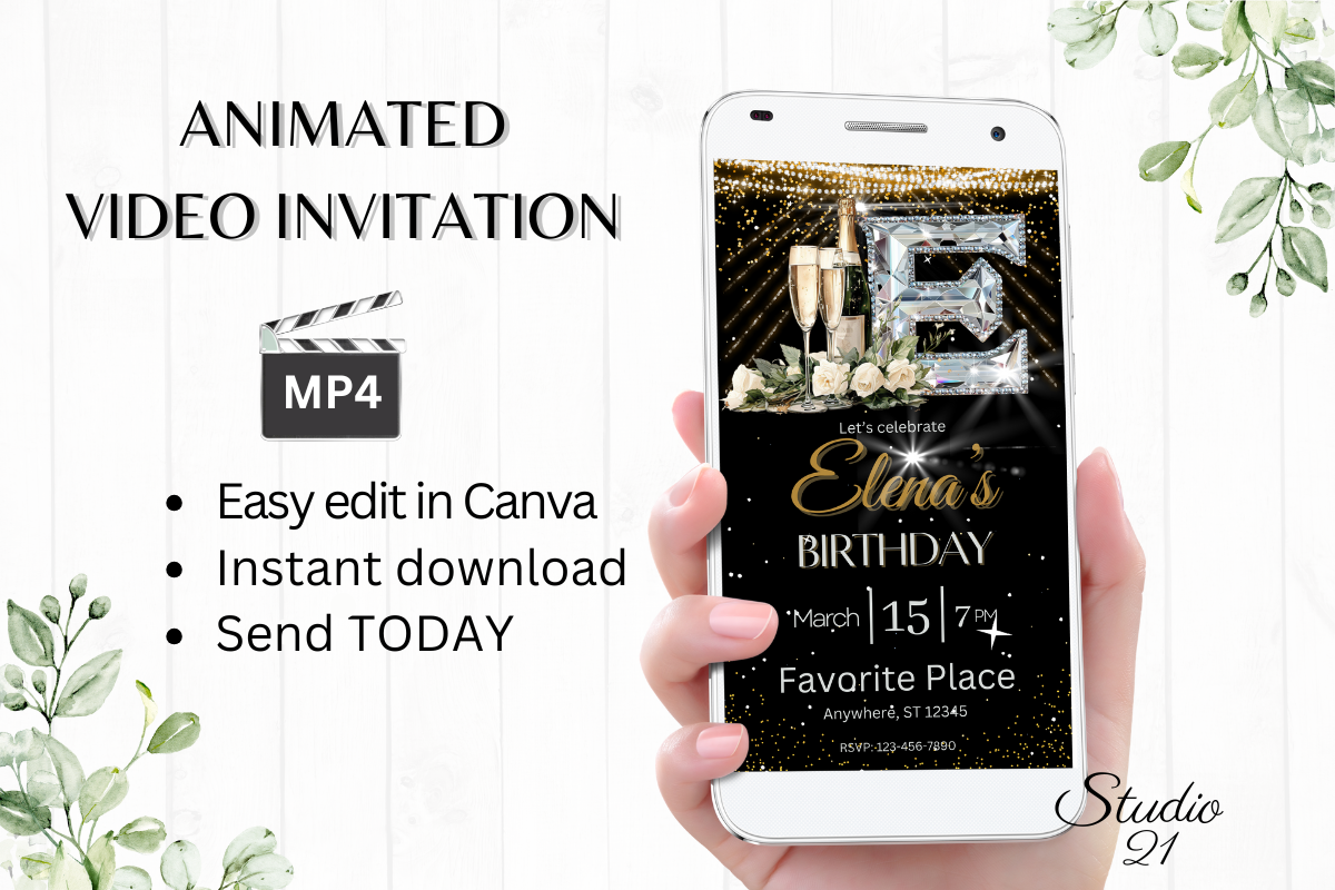 Elegant Monogram Birthday Invitation