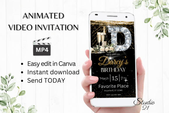 Elegant Monogram Birthday Invitation