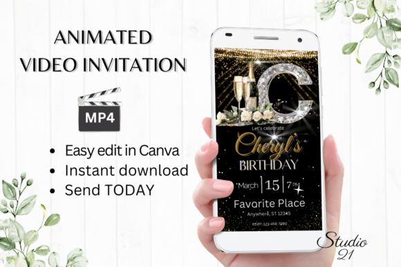 Elegant Monogram Birthday Invitation