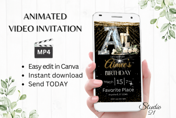 Elegant Monogram Birthday Invitation