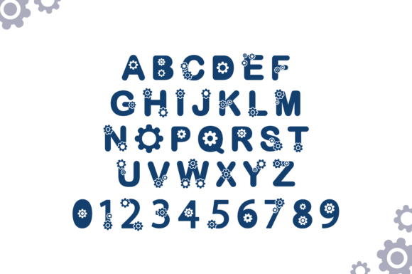 Engineer Gear Font PNG with transparent background - Preview 1