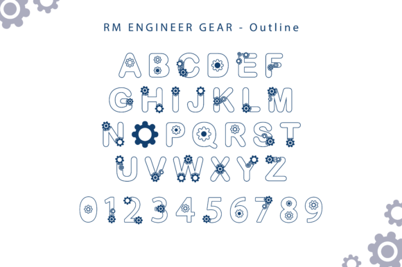 Engineer Gear Font PNG with transparent background - Preview 2
