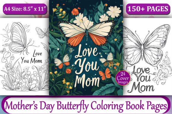 150+ Mother's Day Butterfly Coloring Book