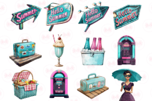 Vintage Retro Summer Clipart Graphic by Markicha Art · Creative Fabrica