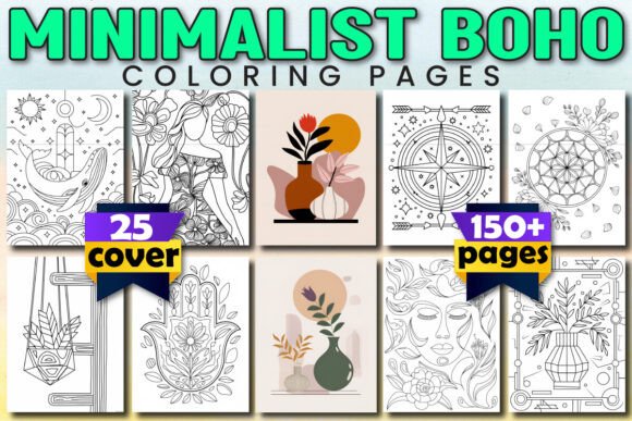 150 Minimalist Boho Coloring Pages - KDP