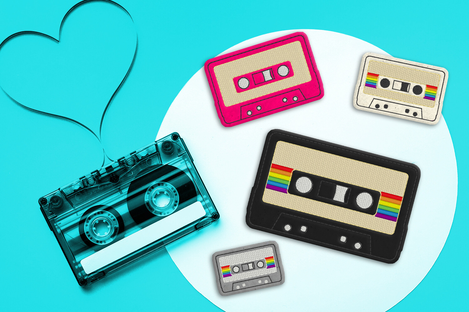 80s Rainbow Cassette ITH Feltie Applique