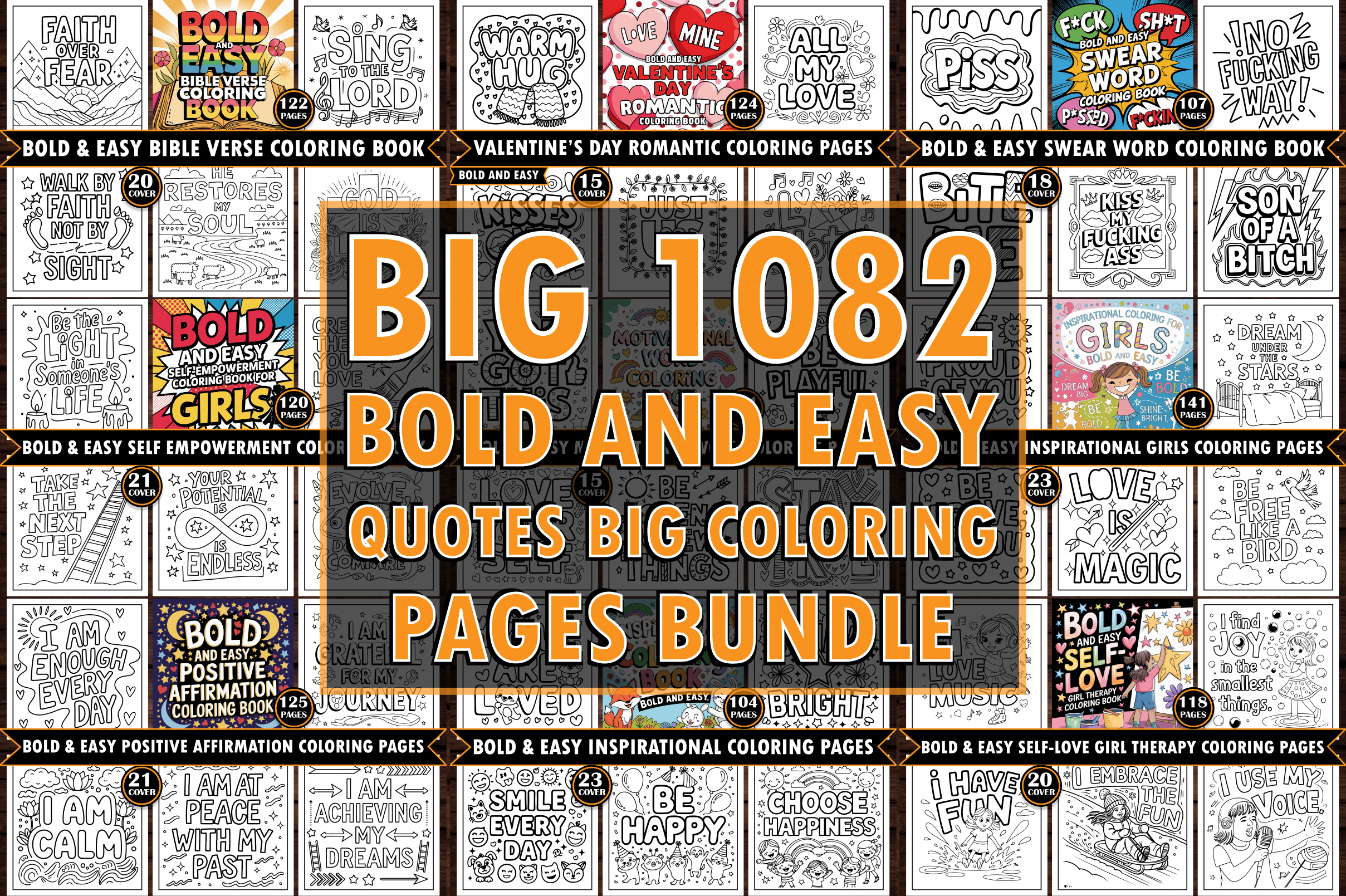 ADULT Bold Easy Quotes Coloring Page Bundle