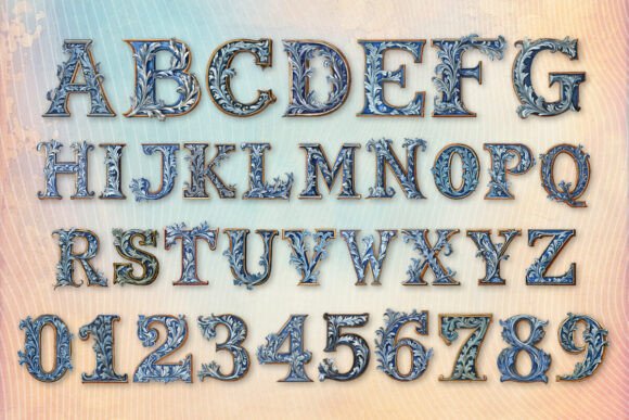 Blue Royal Alphabet Font - Preview 1