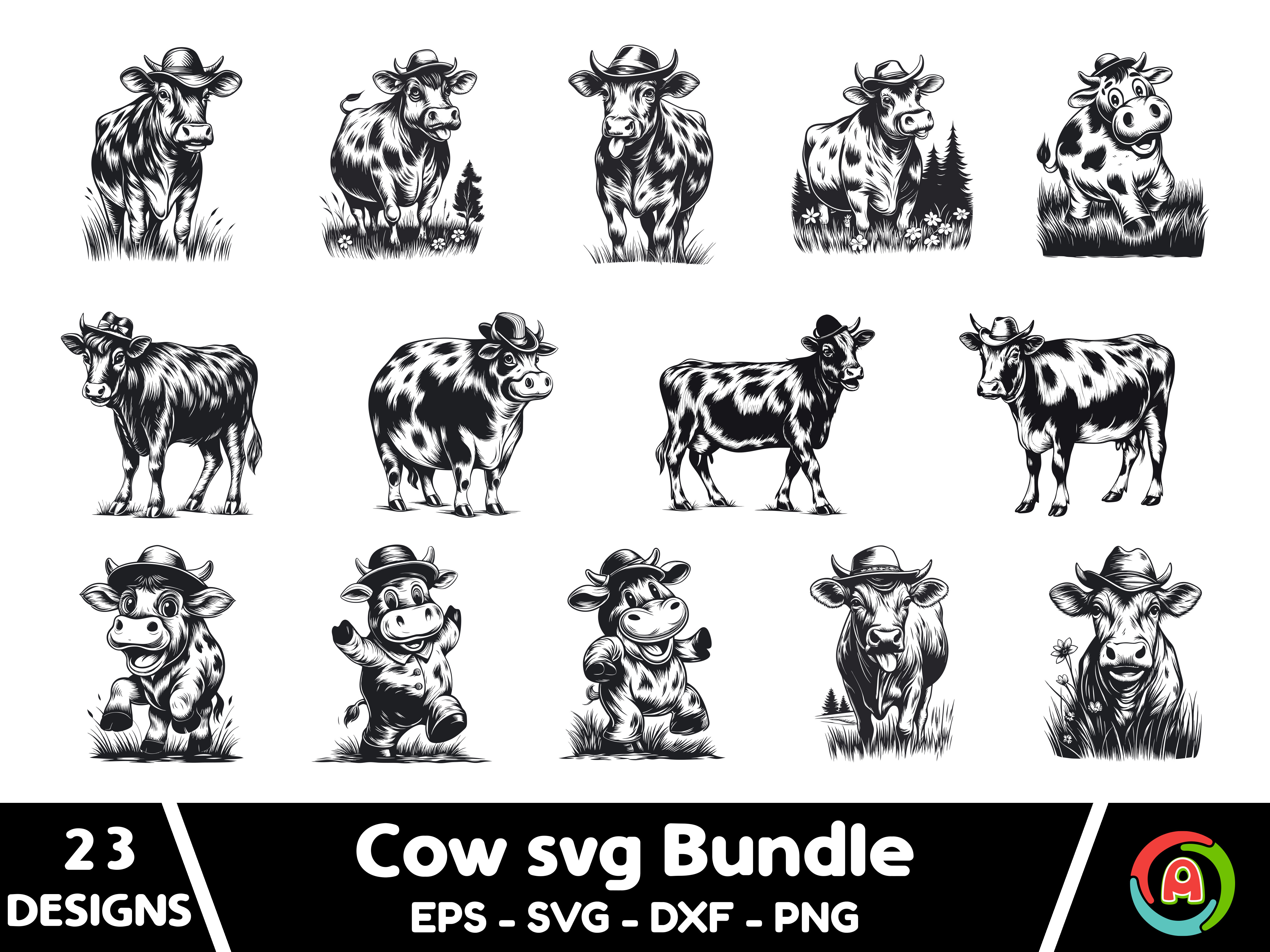 Cow Svg Bundle Graphic by aurnobnandy · Creative Fabrica