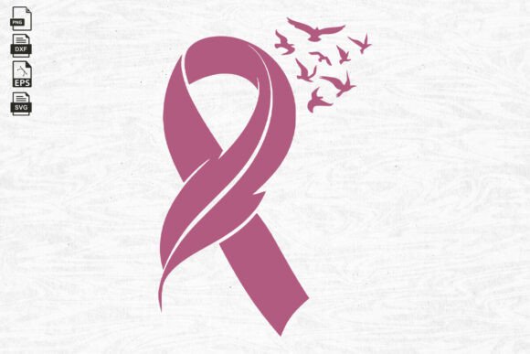 Feather Pink Ribbon Commercial Use Svg Graphics