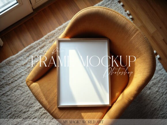Interior Frame Mockup Frame on Armchair Graphic Frames & Posters By MyMagicWorldArt