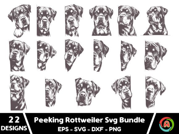 peeking rottweiler svg bundle cricut htv shirt multiple poses designs