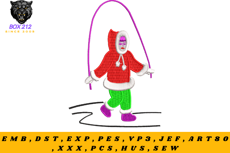 Playful Jump Rope Embroidery Design · Creative Fabrica