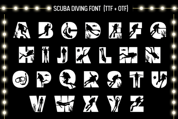 Scuba Diving Font PNG with transparent background - Preview 1