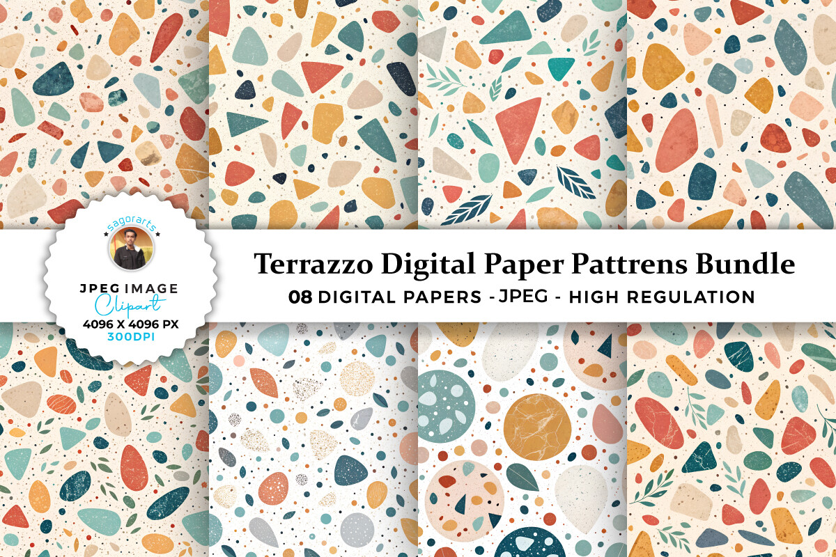 Terrazzo Digital Paper Patterns Bundle Graphic by sagorarts · Creative ...
