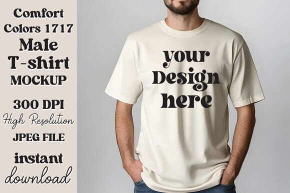 Comfort Colors 1717 Ivory Men Mockup 50 Graphic Product Mockups By MockupStore