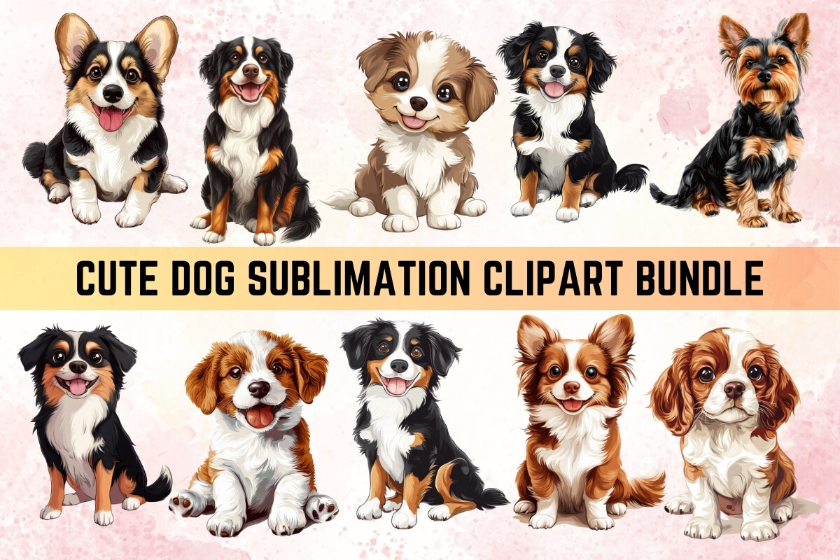 Cute Dog Sublimation Clipart Bundle Graphic by creative design studio ...