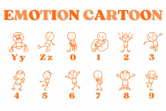 Emotion Cartoon Font PNG with transparent background - Preview 3