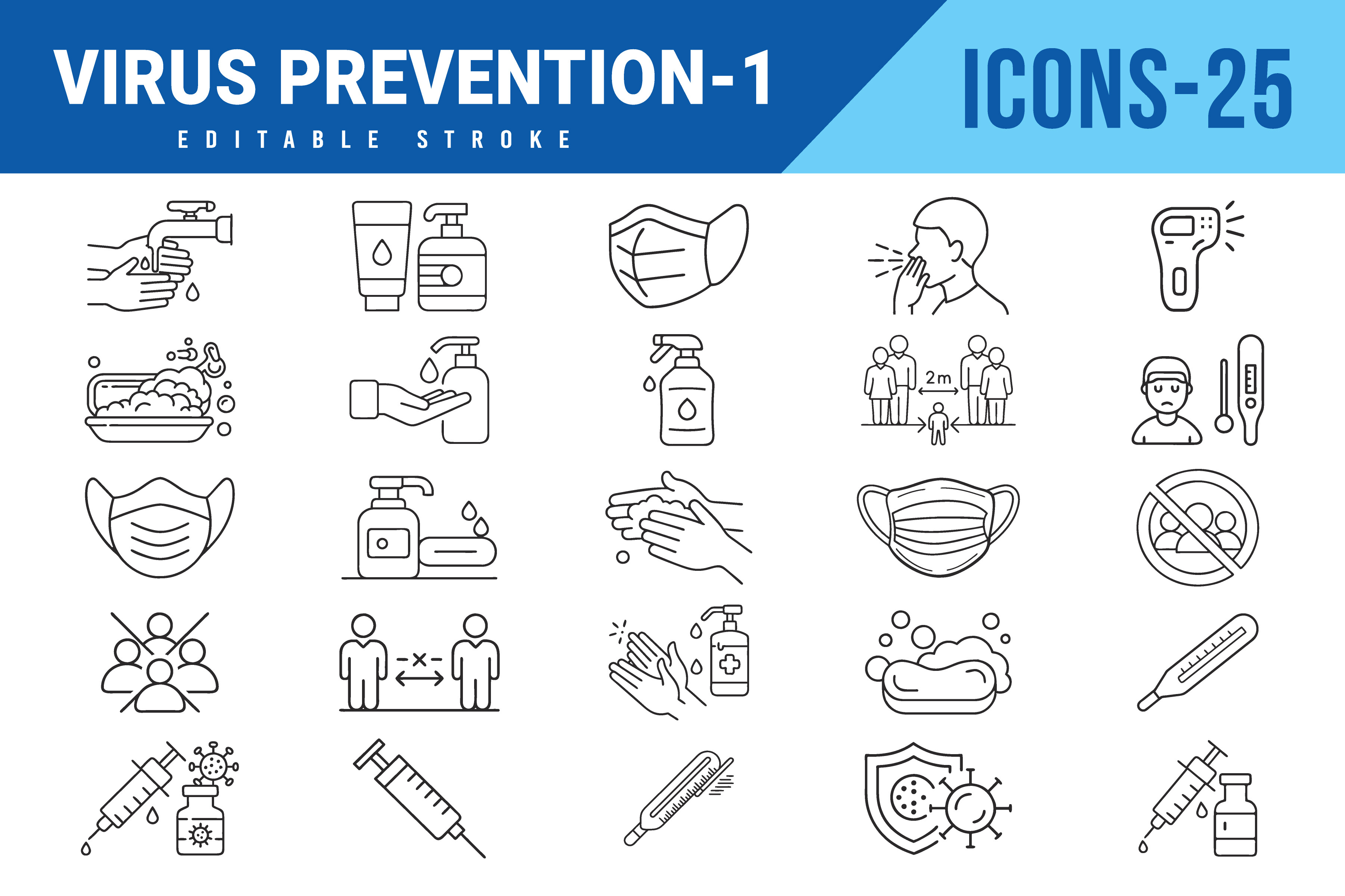 Virus Prevention Icon Set Graphic by Billah Hub · Creative Fabrica
