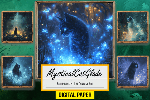 Preview of Bioluminescent Cat Fantasy Backdrop Arts digital backdrop