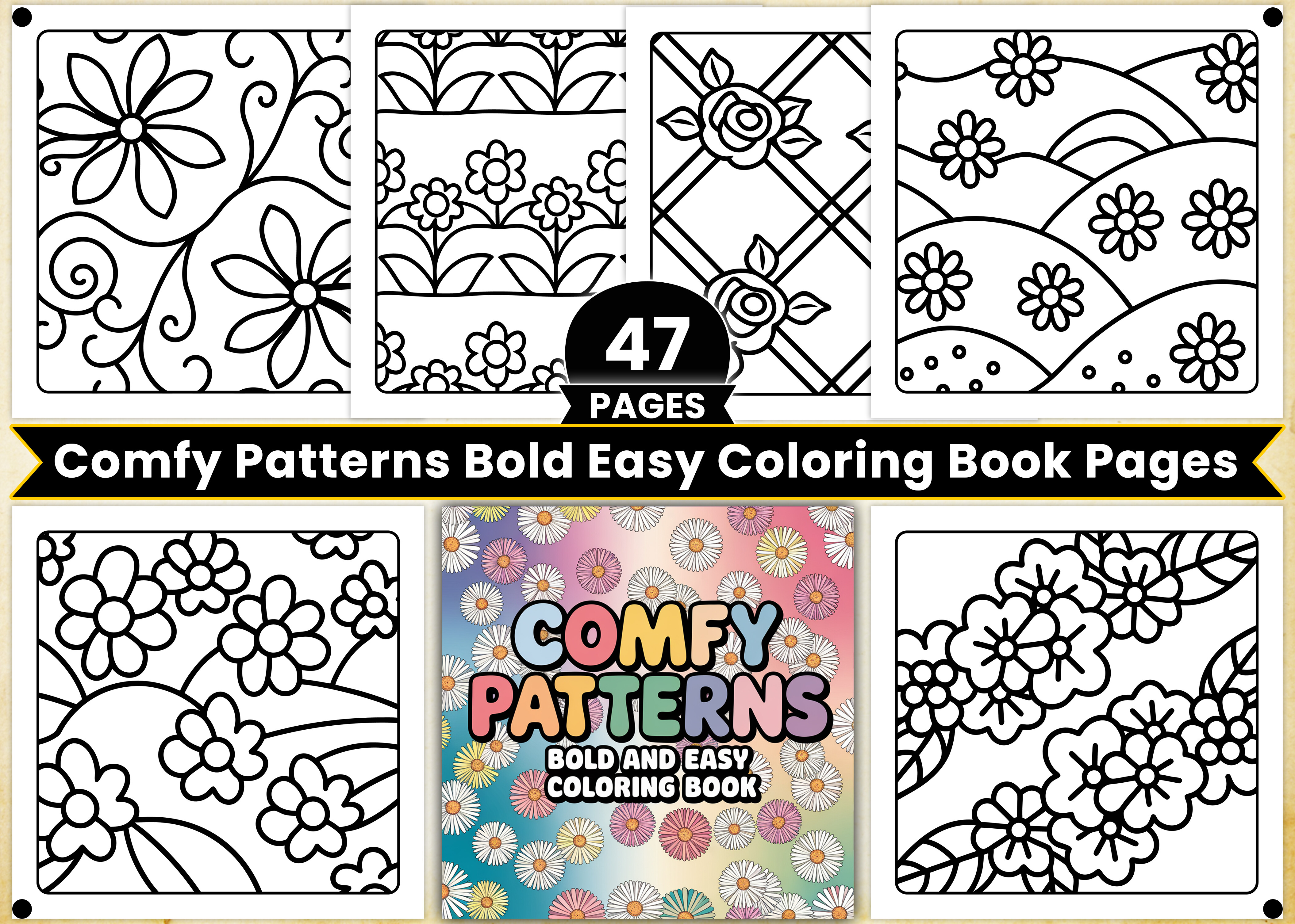 Comfy Patterns Bold Easy Coloring Pages