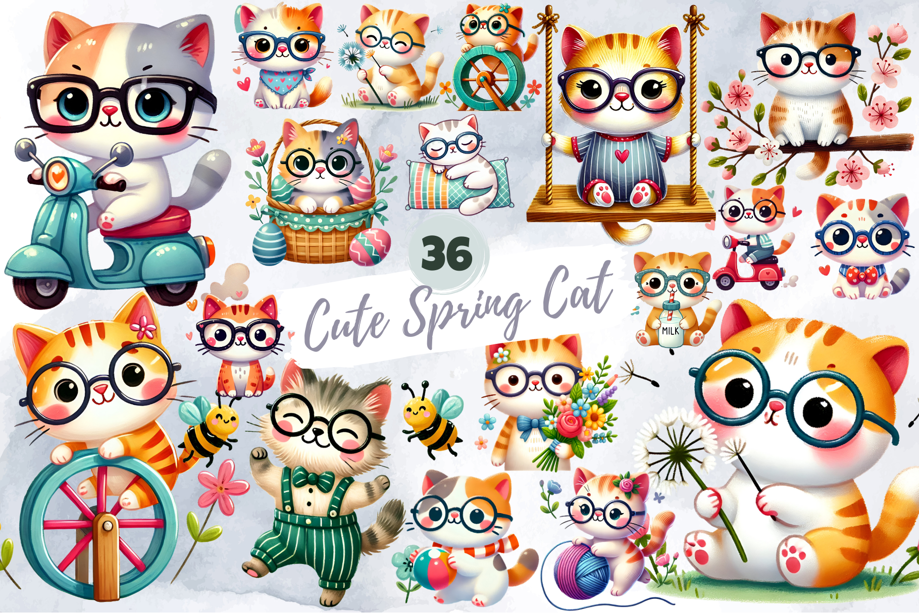 Spring Cat Pfp Cute Spring Cat Watercolor PNG Clipart Graphic by SugarCloudStudioArt ...